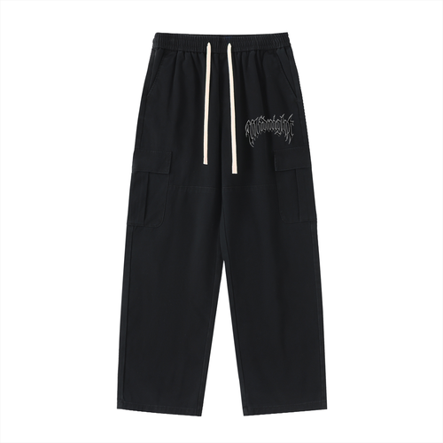 Built After Dark Black Cargo Pants — Midnight Racing™ Car Culture Straight-Leg Streetwear
