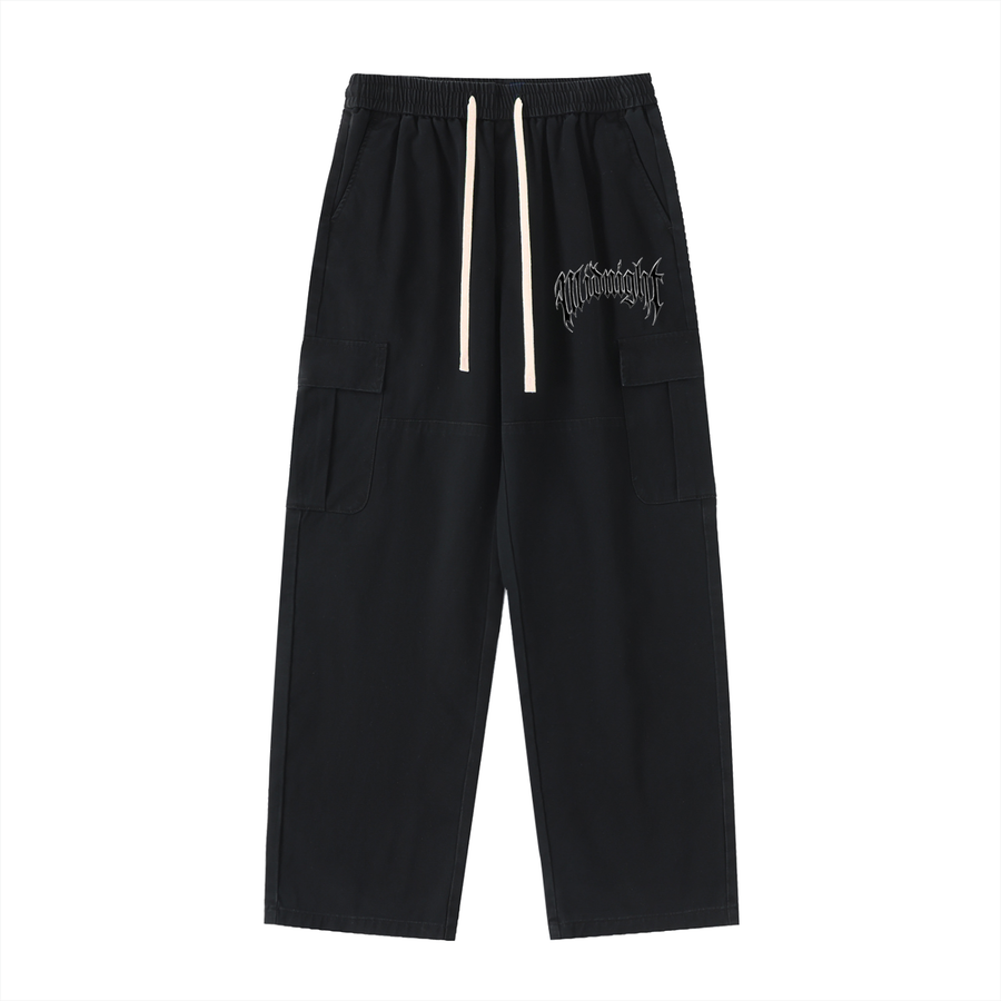 Built After Dark Drawstring Waist Straight-Leg Cargo Pants (Black)