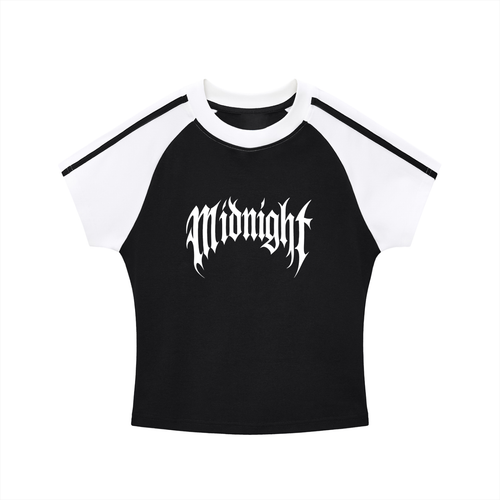 Built After Dark Contrast Stripes Bodycon Raglan Sleeve T-Shirt
