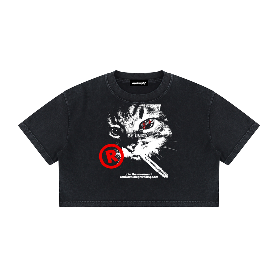 BE UNIQUE MINERAL WASH CROPPED TEE