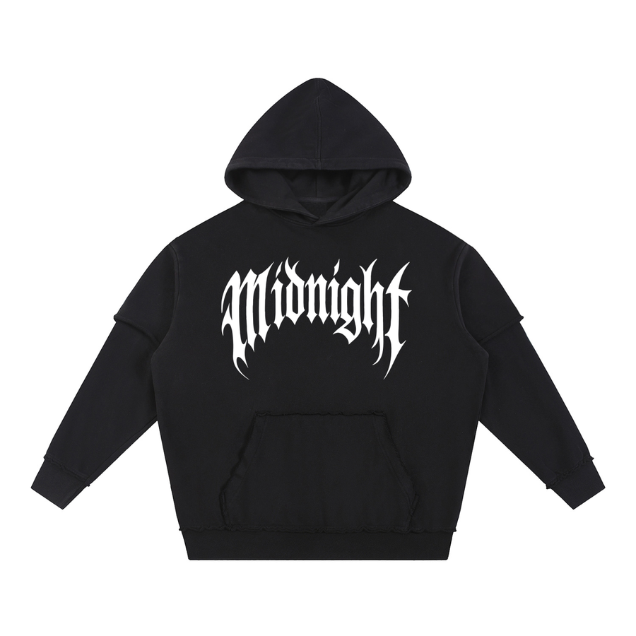 Built After Dark Snow Washed Raw Edge Double Layered Hoodie