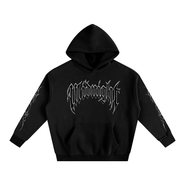 Built After Dark Oversized Fleece Hoodie in Black — Midnight Racing™ Car Culture Heavyweight Hoodie