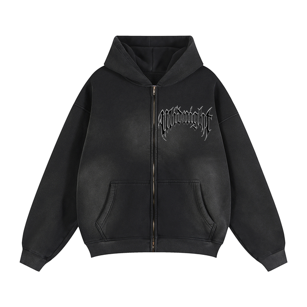 Built After Dark Sunfade Zipper Boxy Fleece Hoodie — Midnight Racing™ Car Culture Streetwear