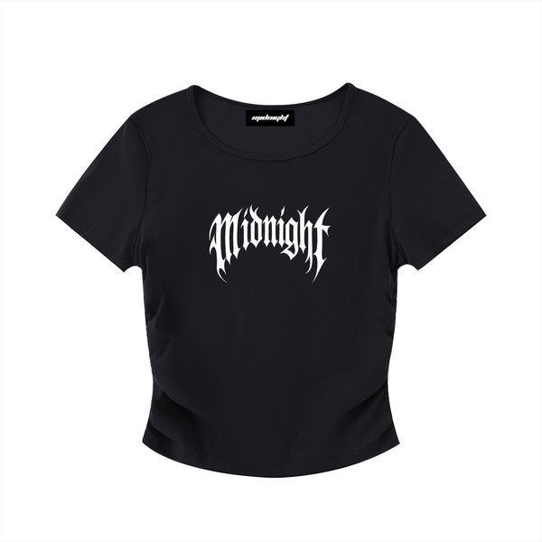 Built After Dark Ruched Bodycon Crop Top — Midnight Racing™ Women's Car Culture Top