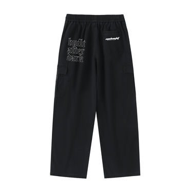 Built After Dark Drawstring Waist Straight-Leg Cargo Pants (Black)