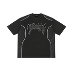 Built After Dark Contrast Piped Panel T-Shirt (Black)