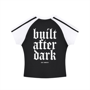 Built After Dark Contrast Stripes Bodycon Raglan Sleeve T-Shirt