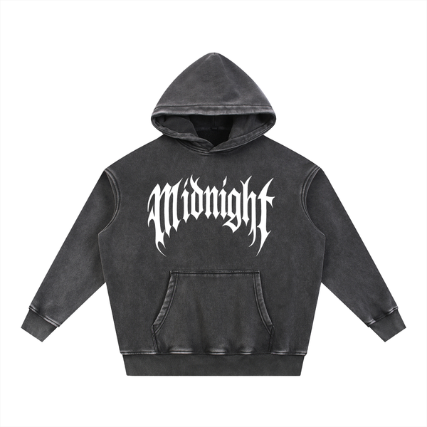 Built After Dark Snow Wash Fleece Oversized Hoodie — Midnight Racing™ Car Culture Washed Hoodie