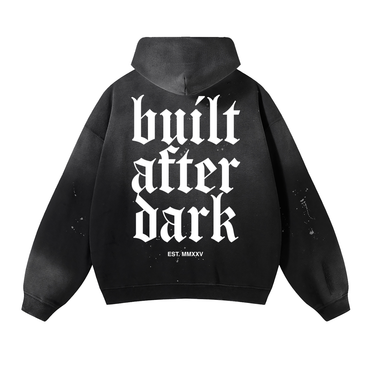 Built After Dark Vintage Washed Frayed Fleece Hoodie