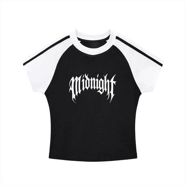 Built After Dark Contrast Stripes Bodycon Raglan Sleeve T-Shirt