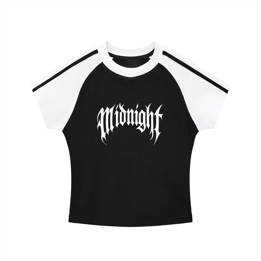 Built After Dark Contrast Stripes Bodycon Raglan Sleeve T-Shirt