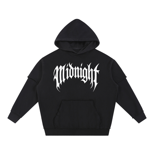 Built After Dark Snow Washed Raw Edge Double Layered Hoodie